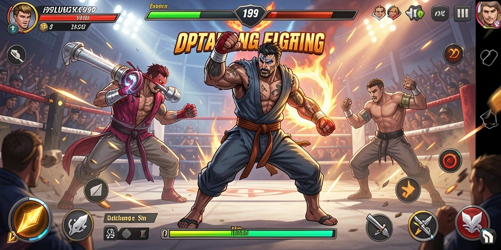 Tampilan seru gameplay Fighting 99LUCK99 yang mendebarkan.