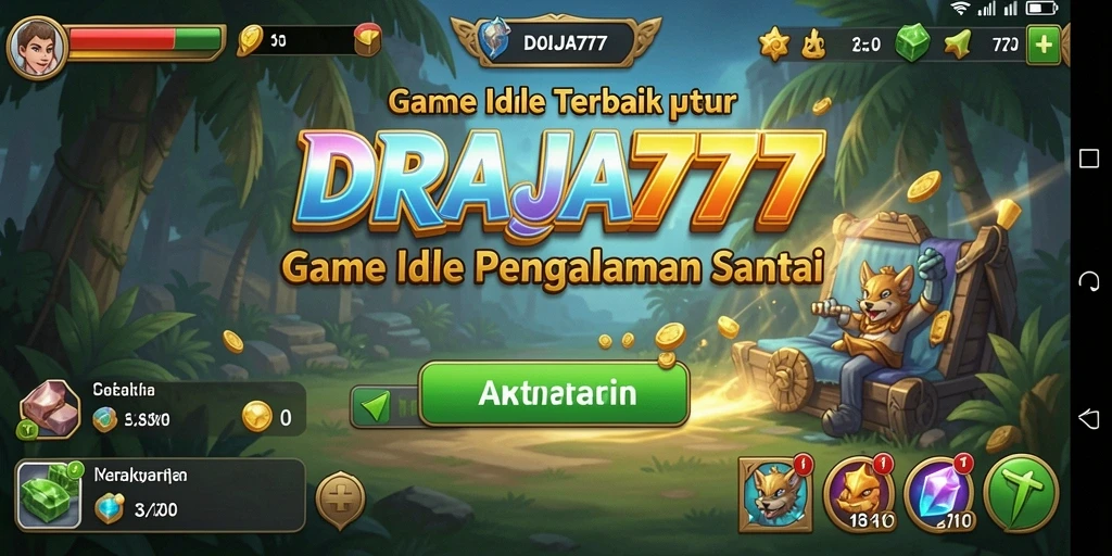 Tangkapan layar DRAJA777 menunjukkan karakter dan kemajuan gameplay Idle.