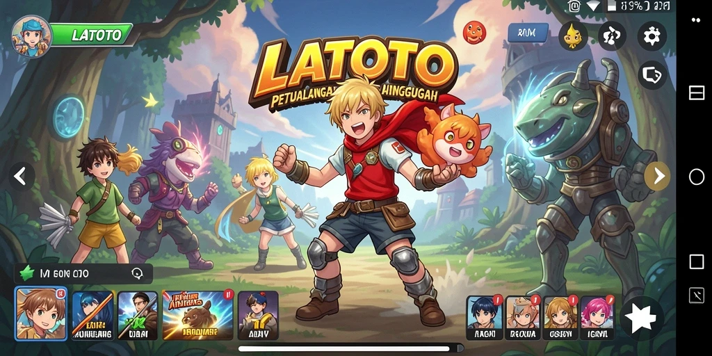 Tampilan utama gameplay LATOTO dengan karakter Anime yang hidup.