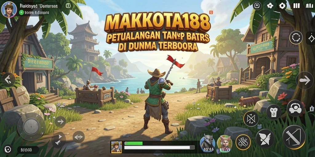 Tangkapan layar gameplay <strong>MAHKOTA188</strong> menunjukkan keindahan dunia terbuka yang menawan.
