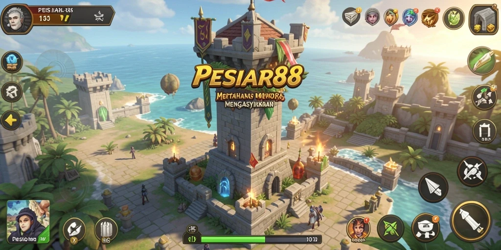 Tampilan gameplay PESIAR88 yang mendebarkan dalam pertahanan menara.