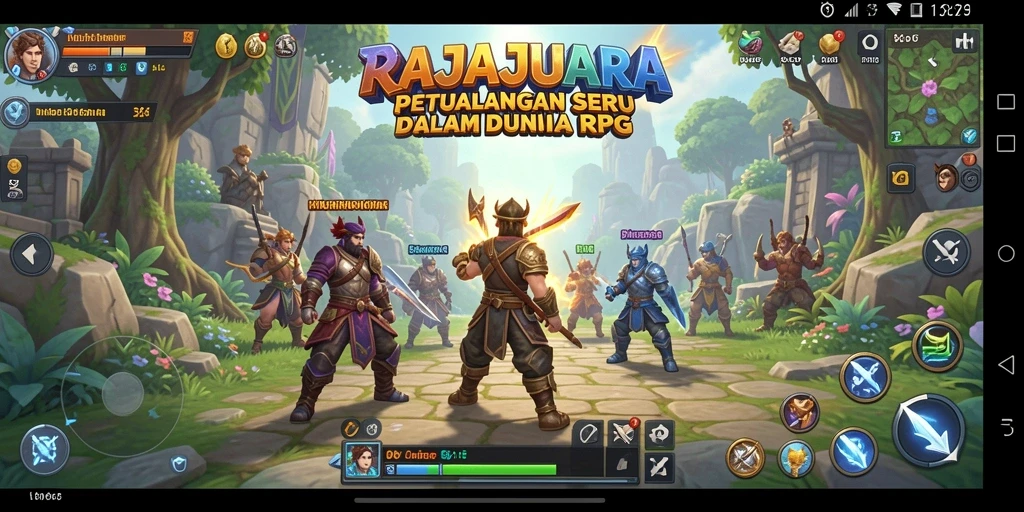 Tangkapan layar gameplay RAJAJUARA yang menunjukkan pertarungan epik dengan grafis memukau.