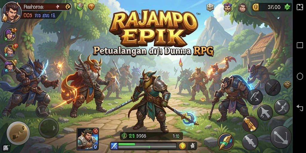 Menampilkan aksi seru dalam petualangan RPG RAJAMPO.