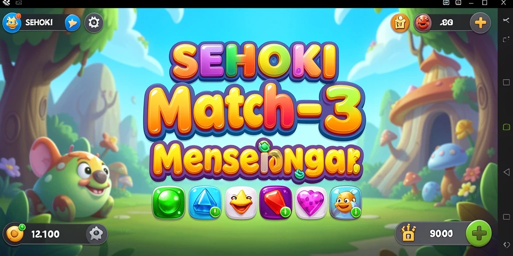 Screenshot gameplay SEHOKI menampilkan aksi mencocokkan objek berwarna-warni.